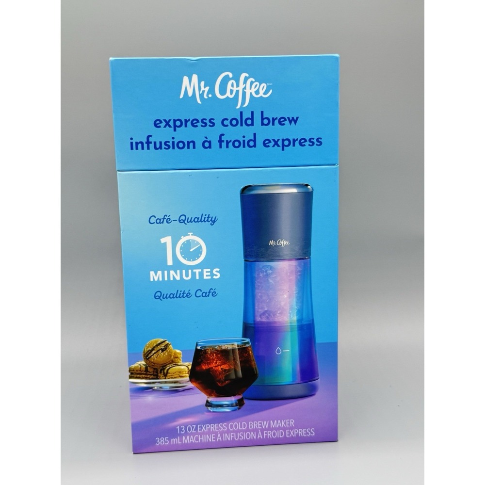 Mr. Coffee Express Cold Brew Maker Blue 13oz‎ Cordless Portable Fast 10 Min NEW
